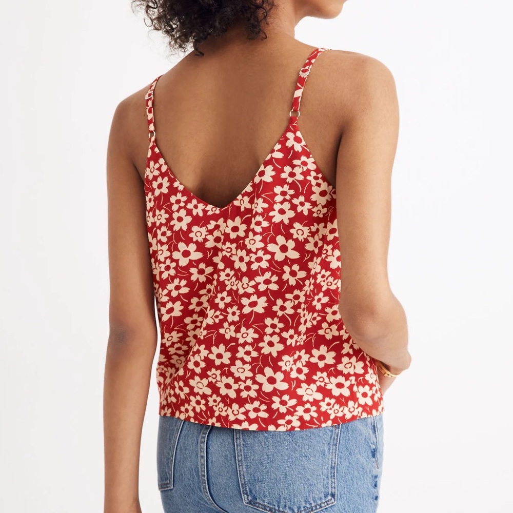 MADEWELL Red White Floral Tank Top